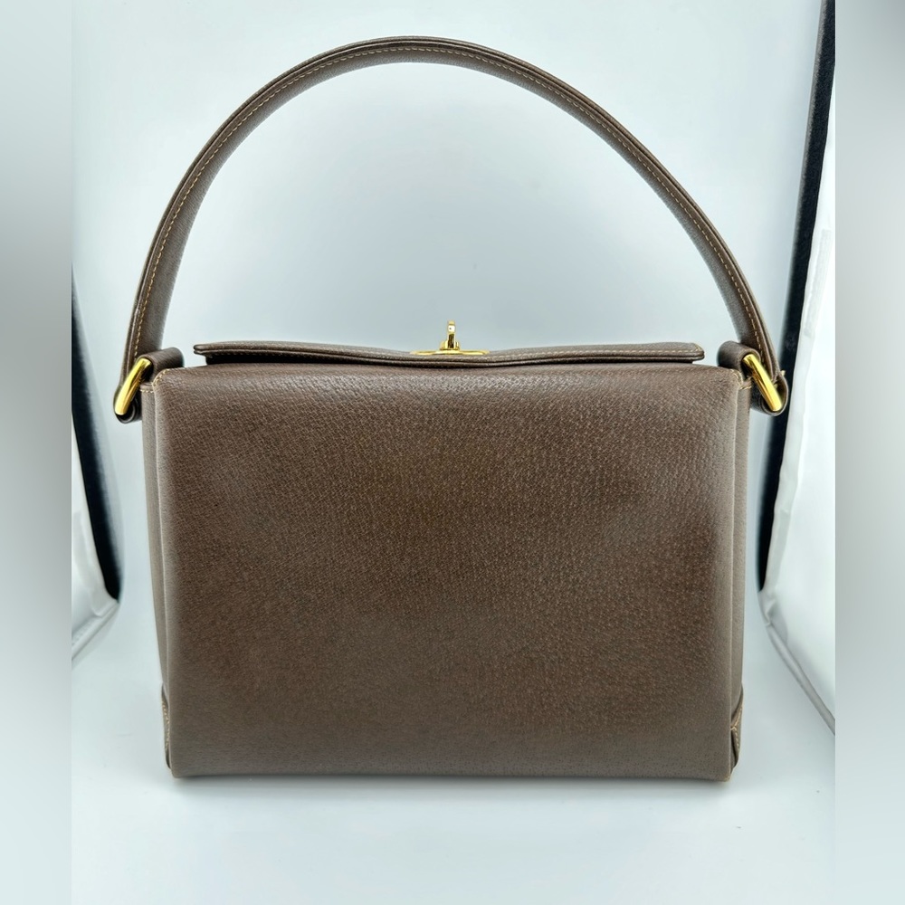 GUCCI Gucci Old Vintage Turnlock Leather
Genuine Handbag Mini Tote Bag